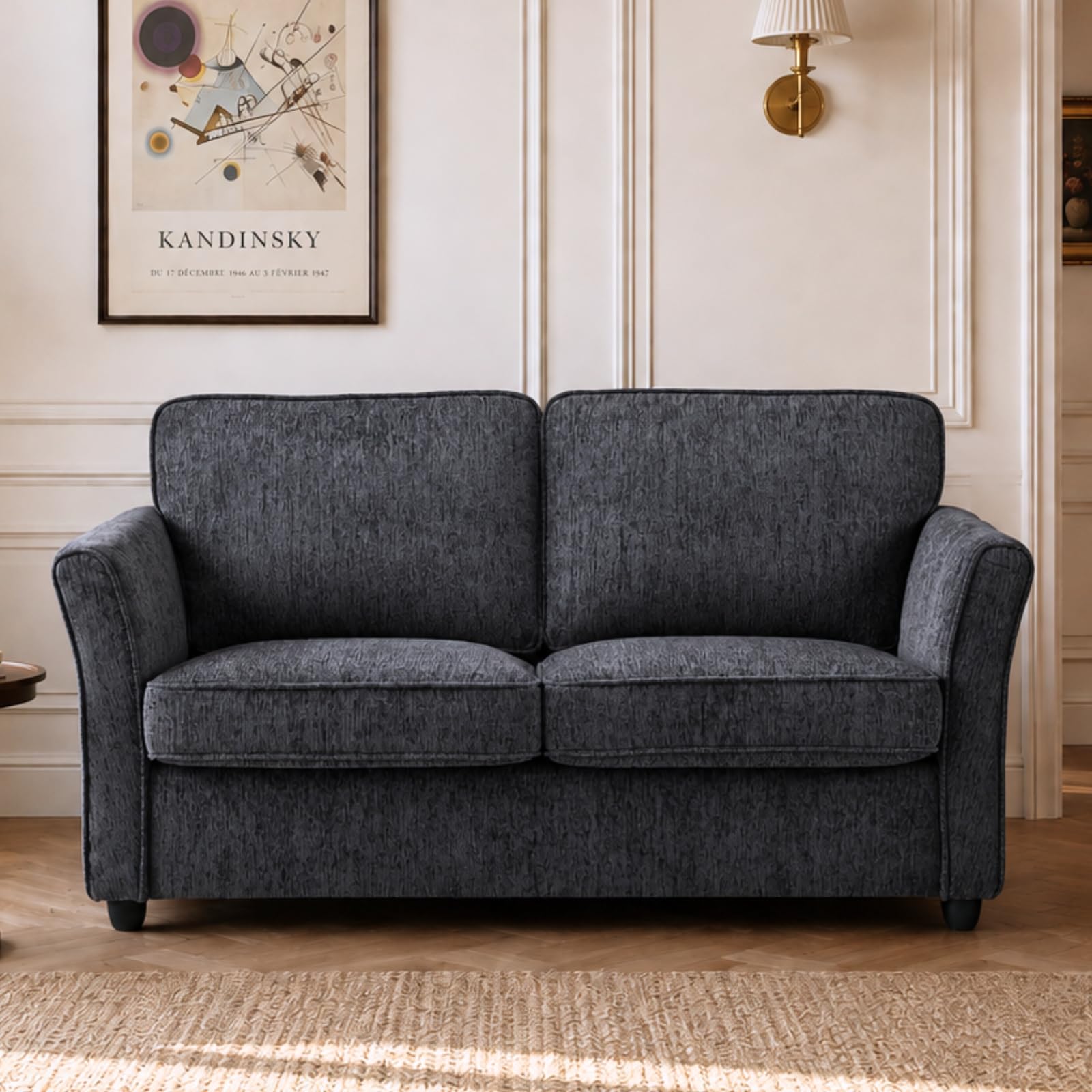 Karl home 67 inch grey chenille loveseat sofa