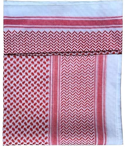 Hochwertiger Keffiyeh/Arabische Shemagh/Arafat PLO Schal/Arabischer Schal/Keffiyeh Kafiya/Wüste Shemagh Schal, Rot/Weiß, Einheitsgröße Cover