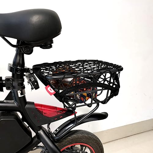 Miniatura 6 de 2 paquetes de red de carga para bicicleta, red elástica de almacenamiento de doble capa de 10 x 11 pulgadas con 8 ganchos de metal extra fuertes,