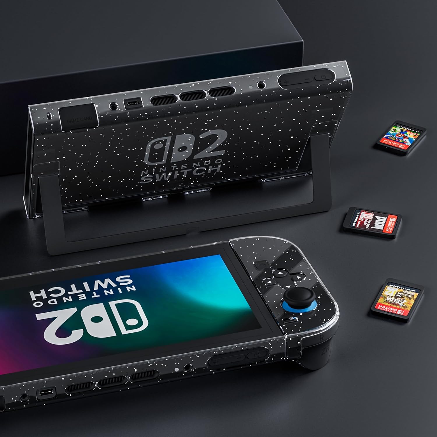 [Easy Docking Version] GLDRAM Clear Glitter Case for Nintendo Switch 2 (2025), Dockable Hard Shell PC Protective Cover Skin for Switch 2 Console & Detachable Joycon Grip - Image 8