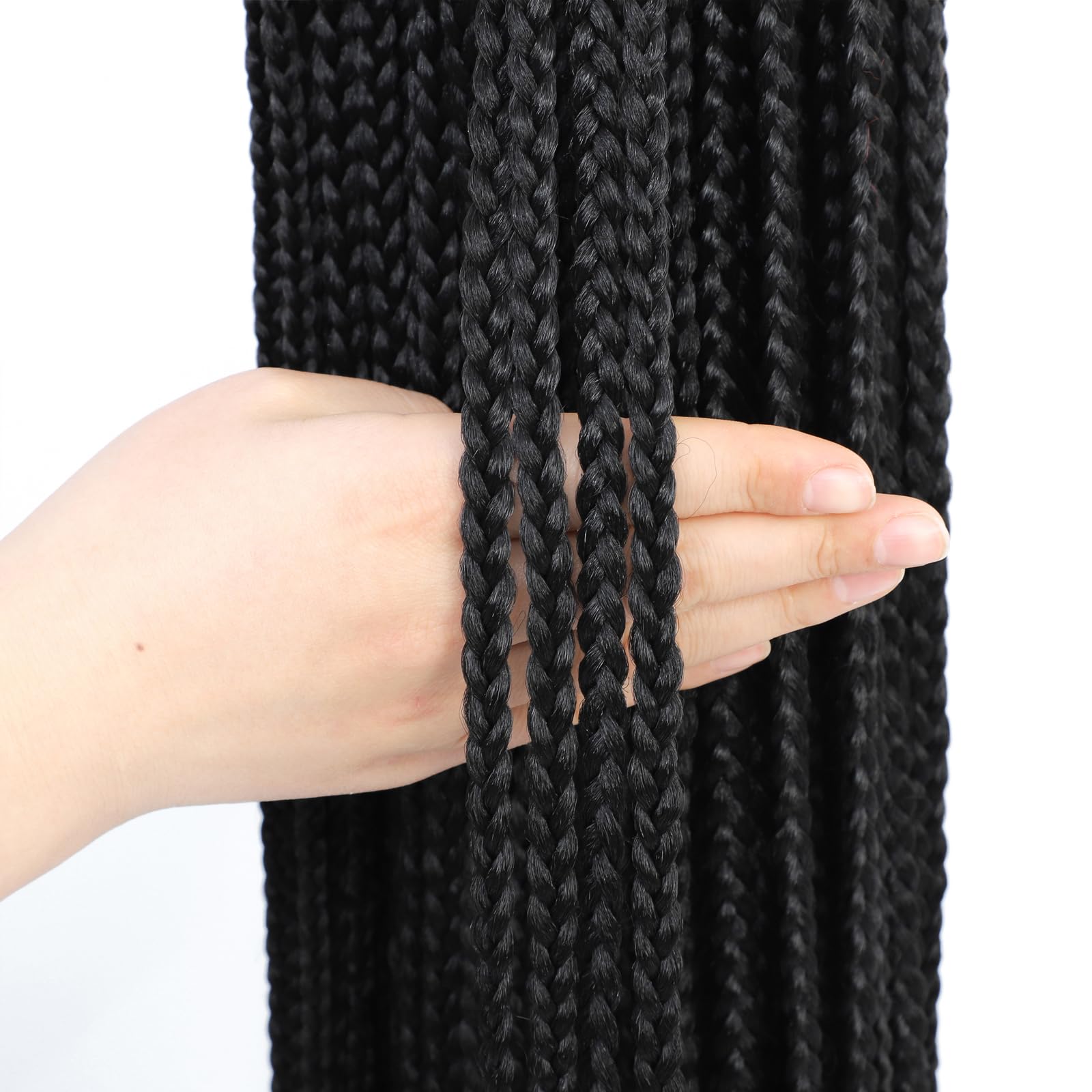 Pre-Looped Box Braids Crochet Hair Extensions - 22 Inch Goddess Synthetic Braiding for Black Women (1B) - Image 4