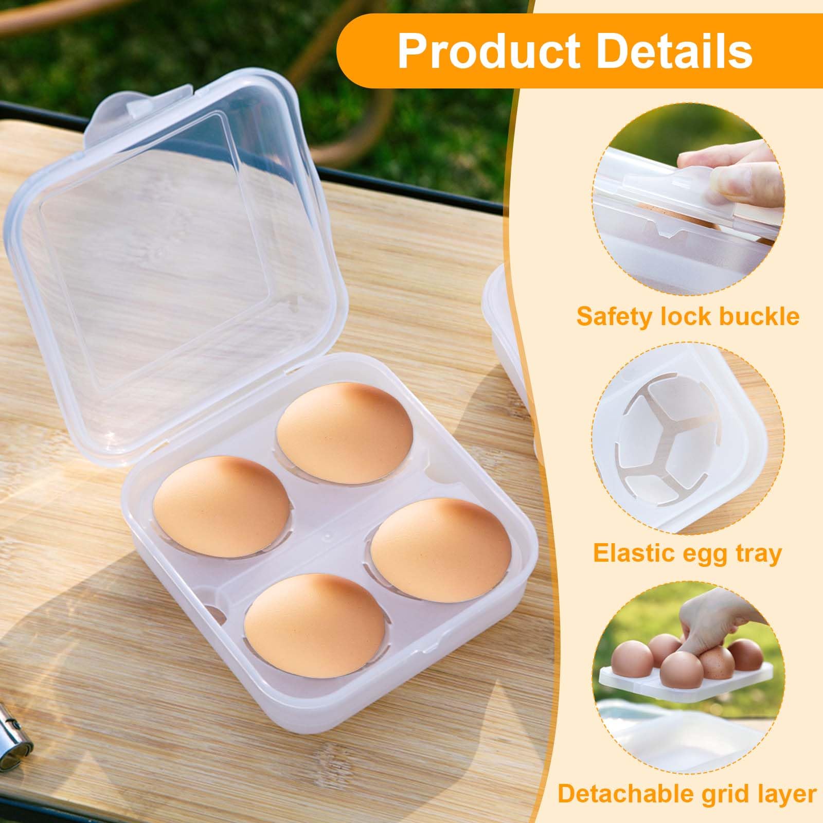 Lot De 2 Boîtes à œufs à 2 Compartiments Avec Boucle En D, Boîte De Rangement Portable, Résistante Aux Chocs, Pour Cuisine, Camping, Pique-nique, Randonnée