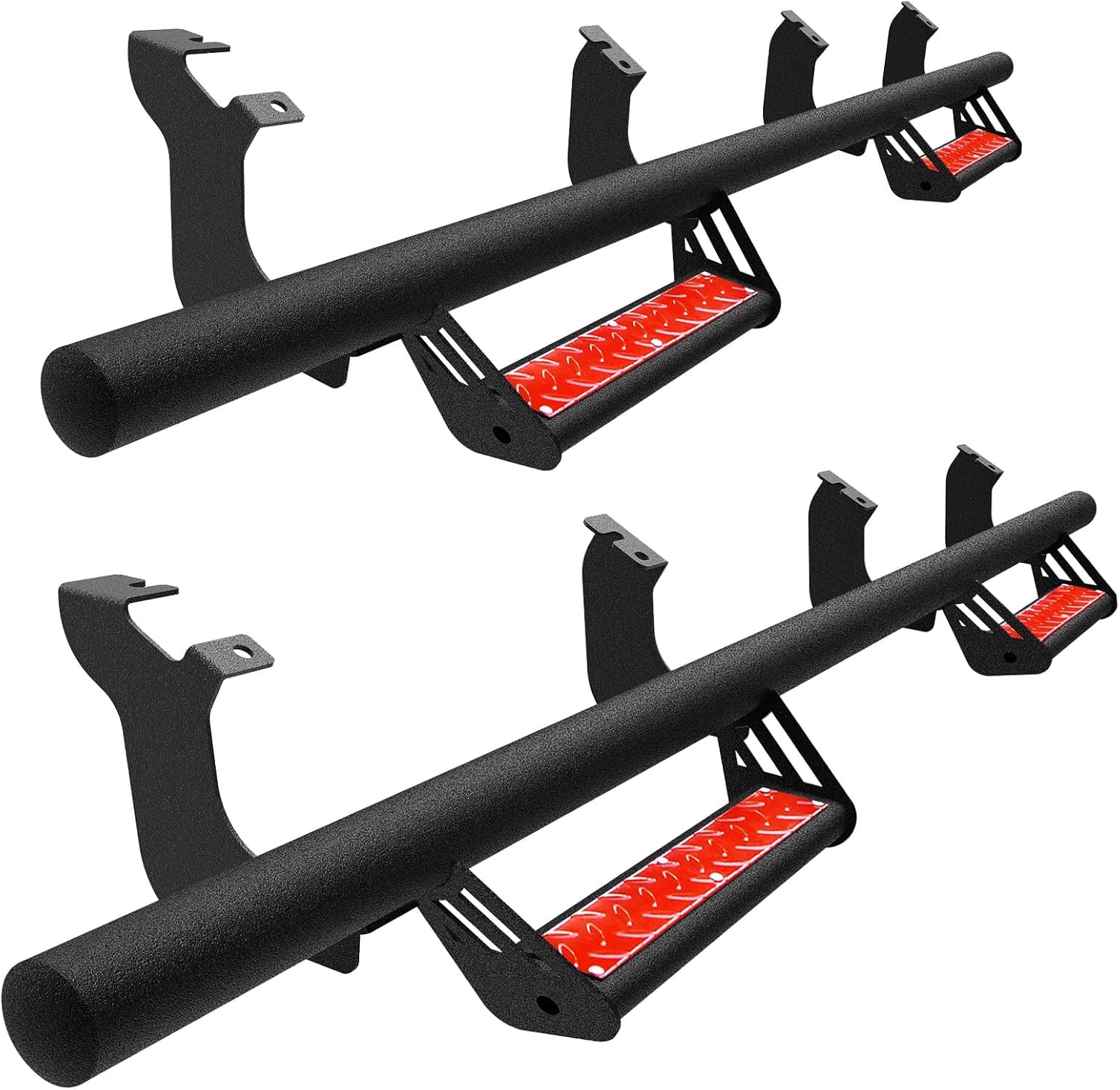 Running Boards Fit for Toyota Tundra Crewmax Cab 2022 2023 2024 2025 2026 Textured Non-Slip Drop Down Side Steps Red Nerf Bars Rock Rails Silders