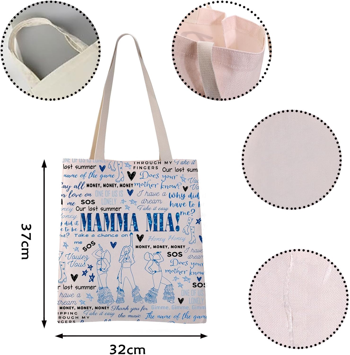 VAMSII Musical Tote Bag Girls Weekend Bag Does Your Mother Know Musical Lover Disco Bachelorette Bag image 4