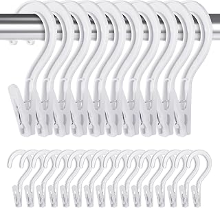 36Pcs White Laundry Hooks Hanging Clips, Portable Hanging Plastic ClothesPins, Super Strong Hanger Clips for Bathroom, Travel