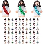 AKFAHOIF 60PCS Little Jesus Figures, Mini Jesus Figurines in Bulk, Multicolor Tiny Jesus Figures, Miniature Figurines to Hide and Seek Religious Gifts for Easter Egg Stuffers