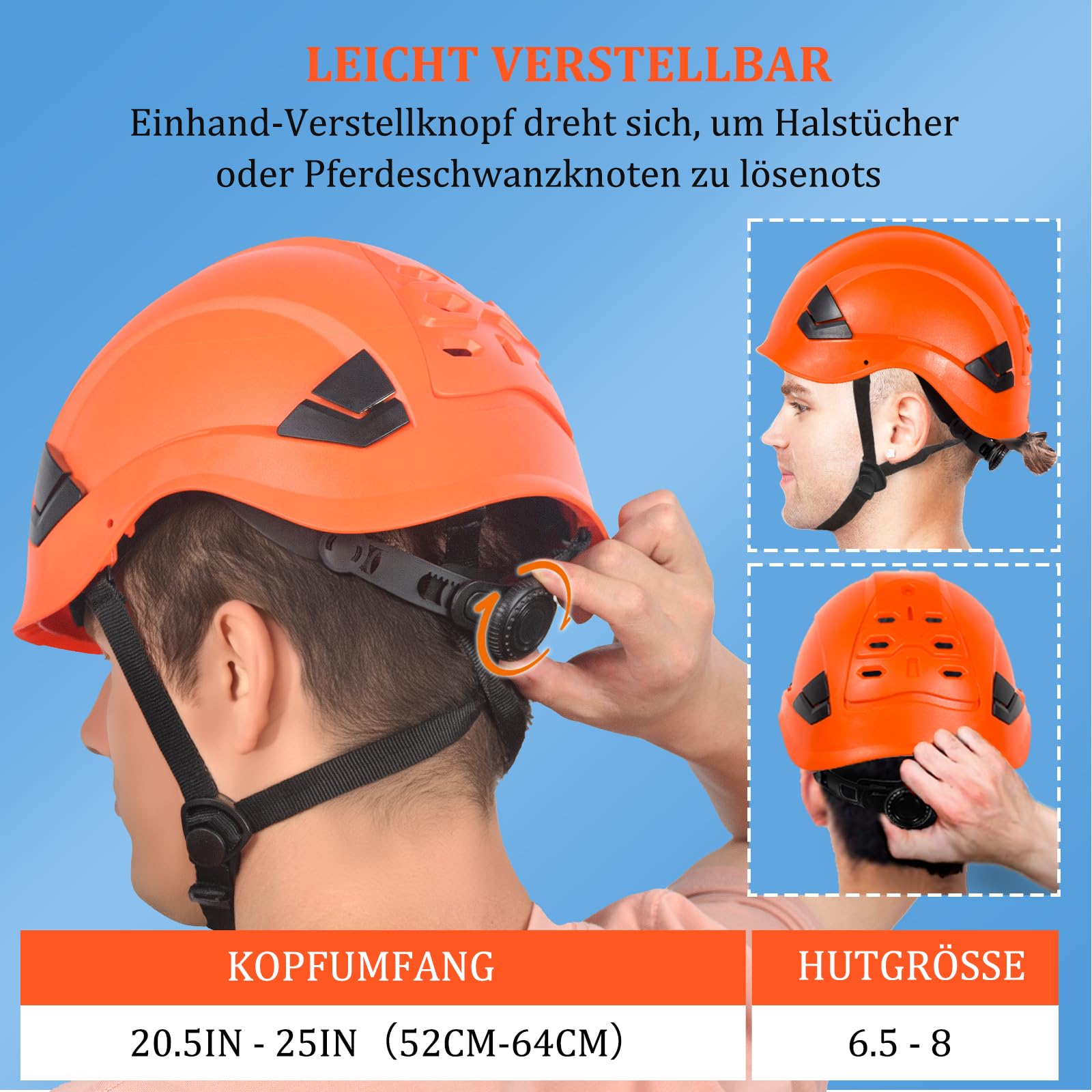 Schutzhelm Baustelle belüftet, bauhelme Erwachsene mit EN 397 Industriehelm, ANSI Z89.1 zugelassene arbeitshelm für Industrie und BAU Orange