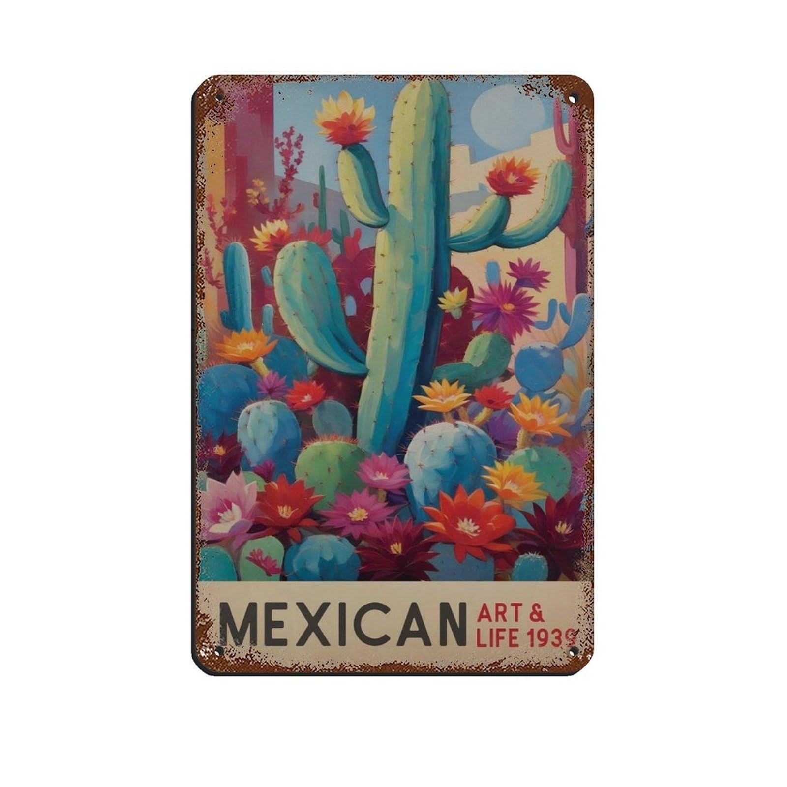 Mexican Life Culture Exhibition Poster (3) Tin Sign Vintage Metal Pub Club Cafe Bar Home Wall Art Decoration Poster Retro 8x12inch(20x30cm)