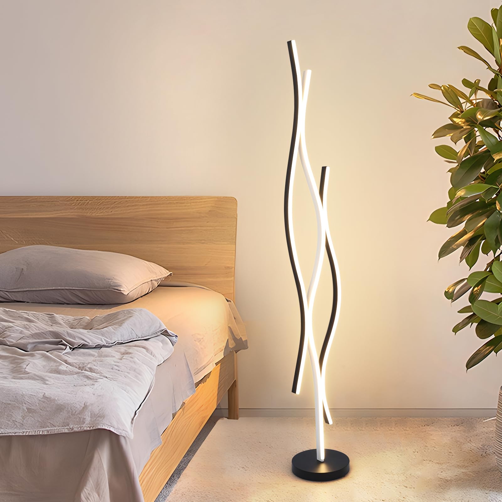 Loiogohot Modern Floor Lamp for Living Room,Dimmable LED Floor Lamp,57 inch Modern Floor Lamp 3000K Corner Reading lamp for Bedroom
