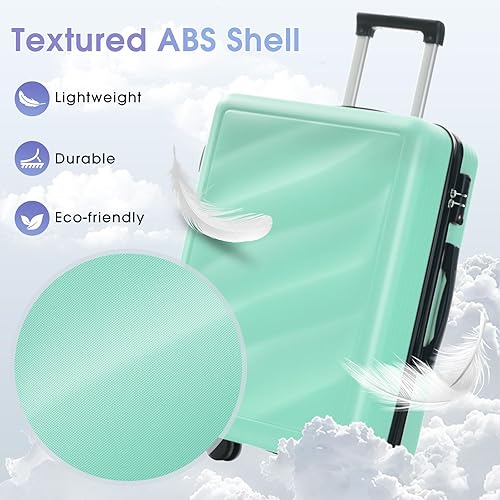 Miniatura 5 de Merax Juego de equipaje de 3 piezas, maletas de ABS ligeras y duraderas con ruedas giratorias y bloqueo TSA, equipaje de mano y equipaje de viaje a