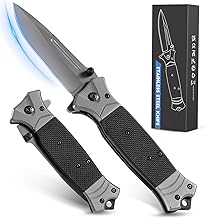 Rolgno EDC Couteau Pliant avec Brise-Verre et Clip de Poche, Couteau de Chasse/de Survie Tranchant en Acier Inoxydable 3Cr13, pour Camping en Plein Air, Cadeau Homme