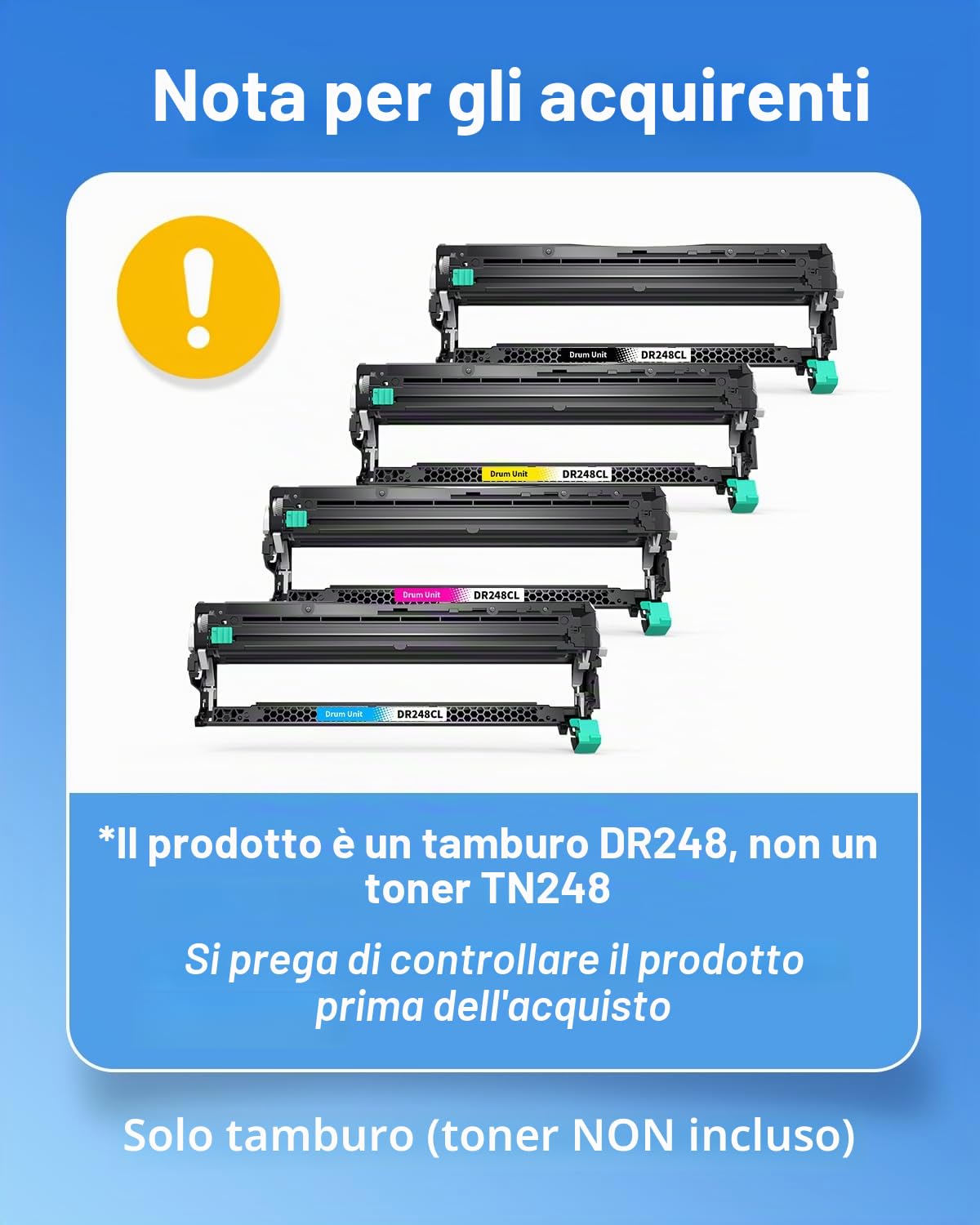 DR248CL Tamburo Compatibile per Tamburo Brother DR248CL Toner per Brother DCP-L3560CDW HL-L3240CDW HL-L3215CW HL-L3220CW MFC-L8340CDW MFC-L8390CDW MFC-L3760CDW MFC-L3740CDW DCP-L3515CDW, 4pack