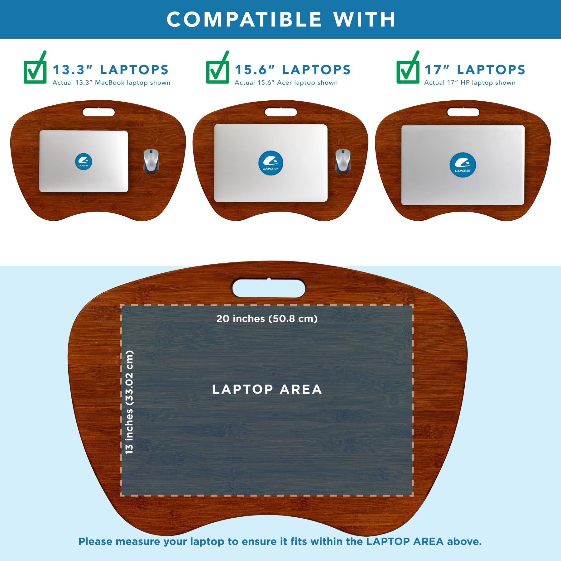 Lap Desk in bambù extra large LAPGEAR - Castagna - Italia