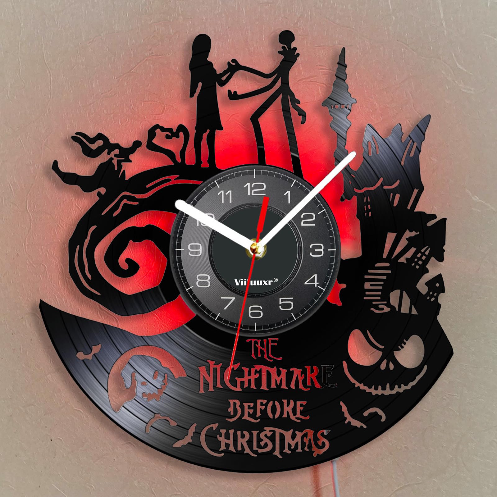 12-Inch Vinyl Wall Clock Colorful LED Lights Remote Control Night Light Fantasy Movie Weird Theme Clock Home Kitchen Garden Bedroom Decor Christmas Kid Gift Luminous Clock.