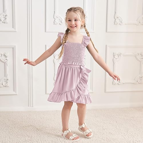 Miniatura 3 de CARETOO Conjunto de falda para niña, 2 piezas, vestido de verano sin mangas, parte superior con volantes, estampado floral, ropa para niños grandes,
