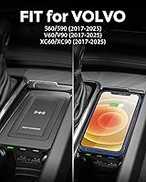 Vista 6 de Car Wireless Phone Charger for Volvo 2017-2025 XC90 XC60 S90 S60 V90 V60 2025 2024 2023 2022 2021 2020 2019 2018 2017 Center Console Accessories