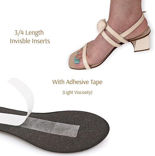 Miniatura 3 de CB - 4 pares de insertos de esponja de gamuza invisibles para plantillas delgadas, cojín para aliviar el dolor de bola de pie, soporte descalzo para