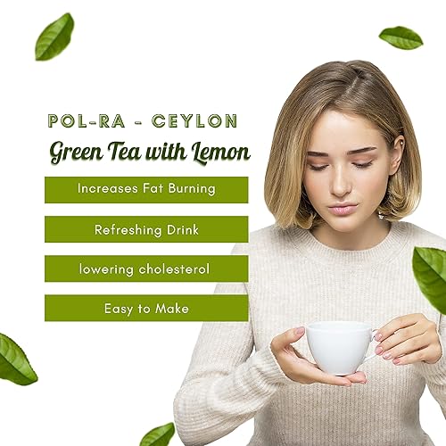 Miniatura 2 de P L-RA - Té verde orgánico de Ceilán con limón, total de 25 bolsas de té verde de 0.5 onzas cada una, sabor a limón, té verde, bajo cafeína, sin