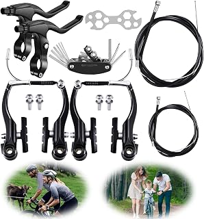 1 Pairs Bike Brakes,Universal Complete V Bike Brakes Set,Mountain Bike Replacement for Most Bicycle,Road Bike Brakes Cables with Front Back Wheels Bike Brake Levers and All Fixings