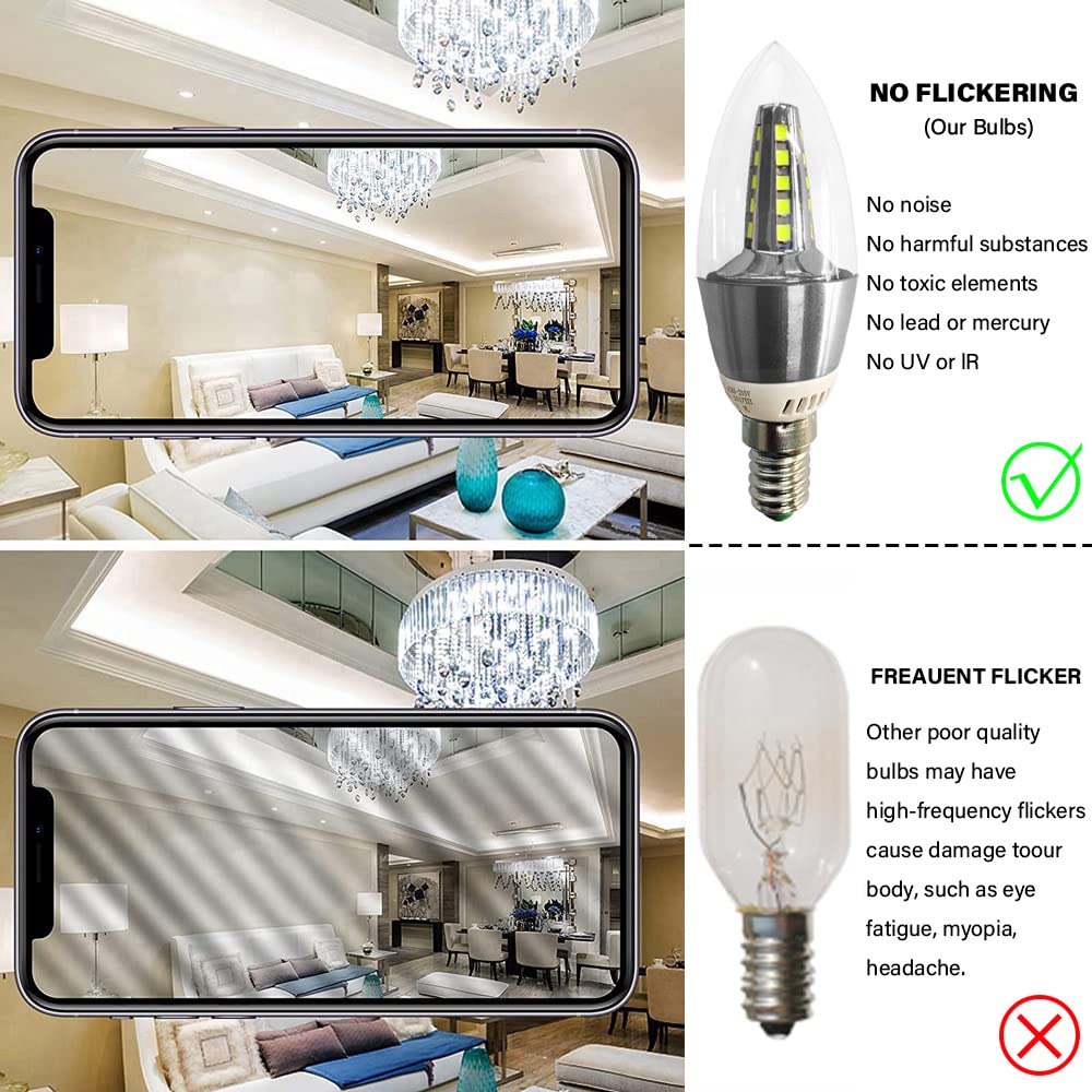 RYTM (Confezione da 10) Lampadine a LED, Lampadina a mais con base E14, Lampadine a candela a LED 5W 500LM 50 Watt equivalenti, 3000K 6000K Non dimmerabile CA 85 V ~ 265 V (Gold 3000K)