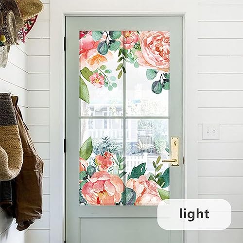 Miniatura 2 de Flortlias Adhesivo floral transparente para ventana, adhesivo estático extraíble de doble cara para ventanas de vidrio, decoración de puerta, jardín