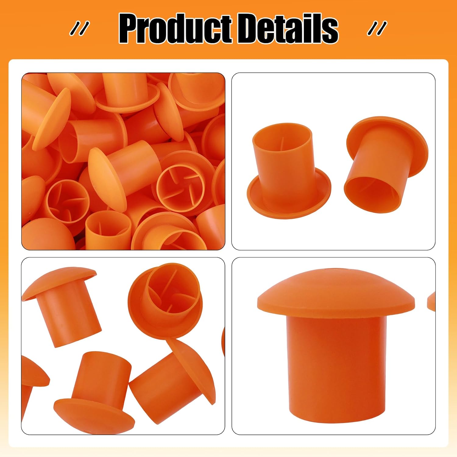 250Pcs Orange Rebar Caps Replace for #3-#9, 3/8" to 1.18", 10M - 30M Compatible with Rebars Stake