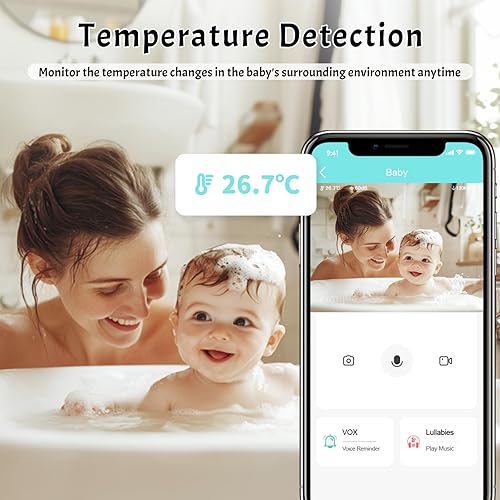 Miniatura 9 de Video Baby Monitor Add-on Cámara compatible con monitor de bebé BME28, visión nocturna, alcance de 1200 pies, conversación de 2 vías, visión