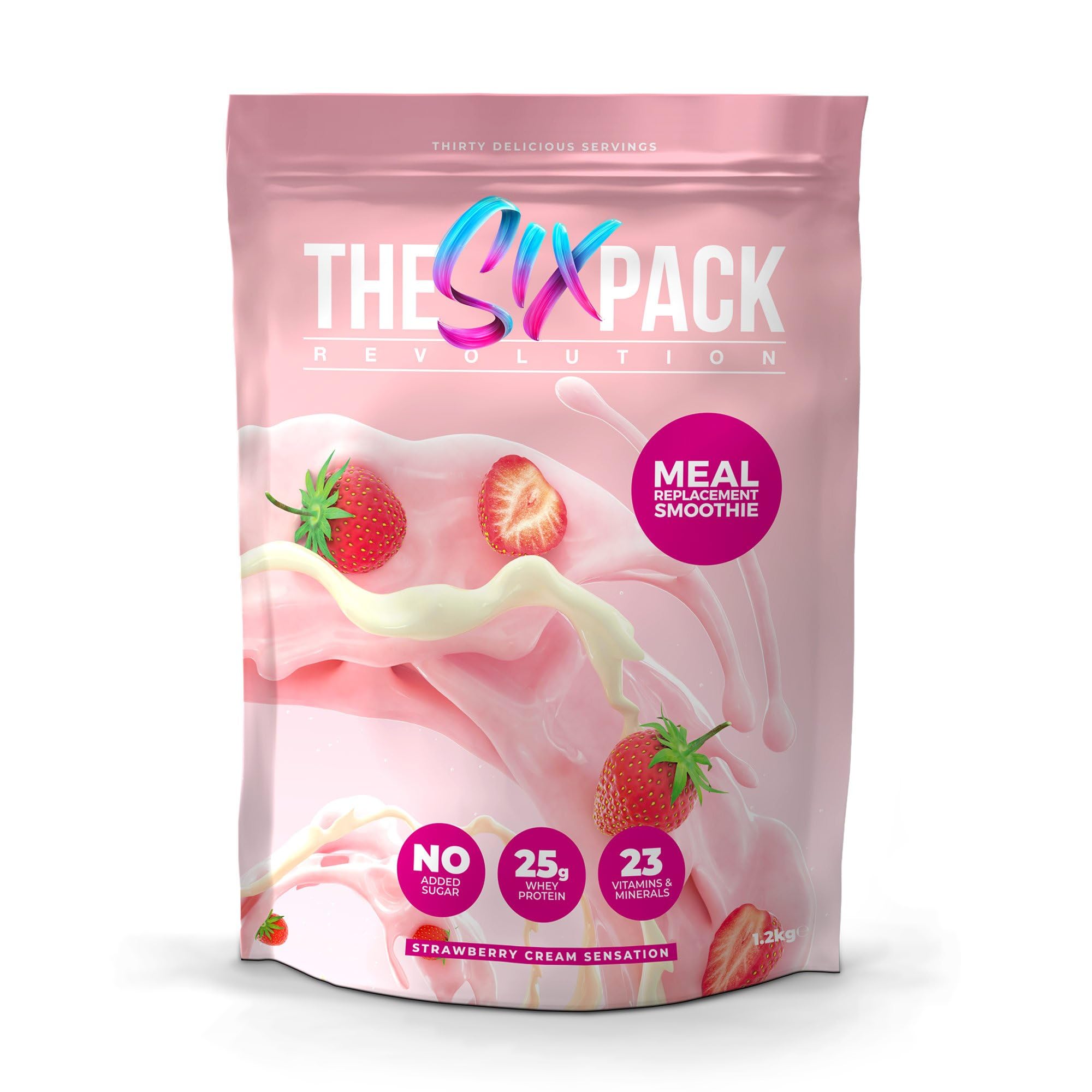 Meal Replacement Shake – Strawberry Cream Sensation – 1.2KG, 30 Servings – 25g Protein – Gluten Free – No Added Sugar – High Fibre – Full Vitamins – for Fat Loss & Lean Muscle