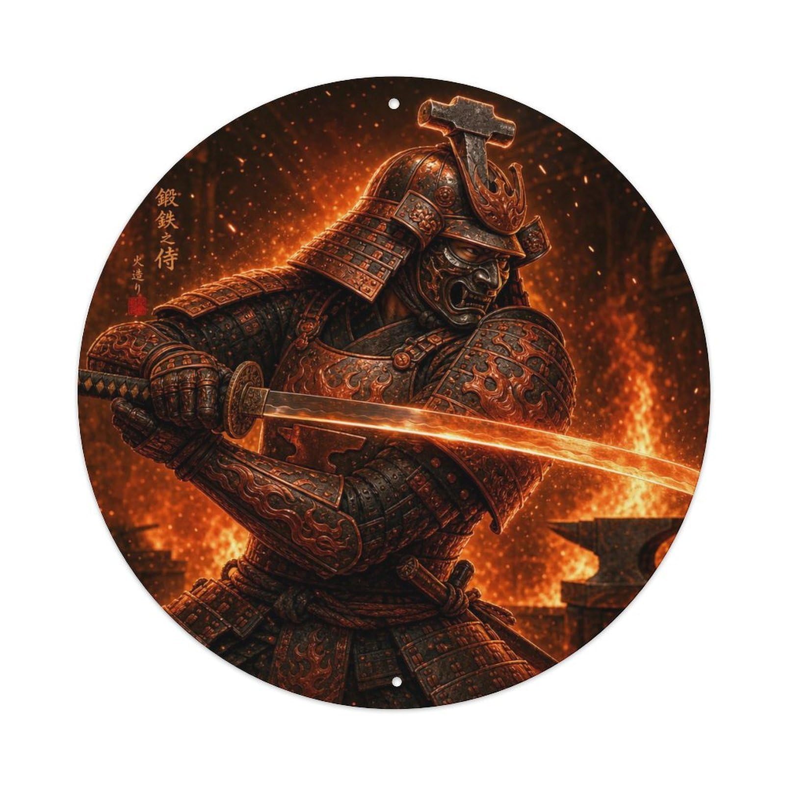 Okngb Style Copper Forge Horizontal Slash Motion Lone Guard Crest Metal Tin Sign Plaque Wall Decor For Cafe, Man Cave, Club Bar, Office, Home Garden Round Metal Poster 8X8inch