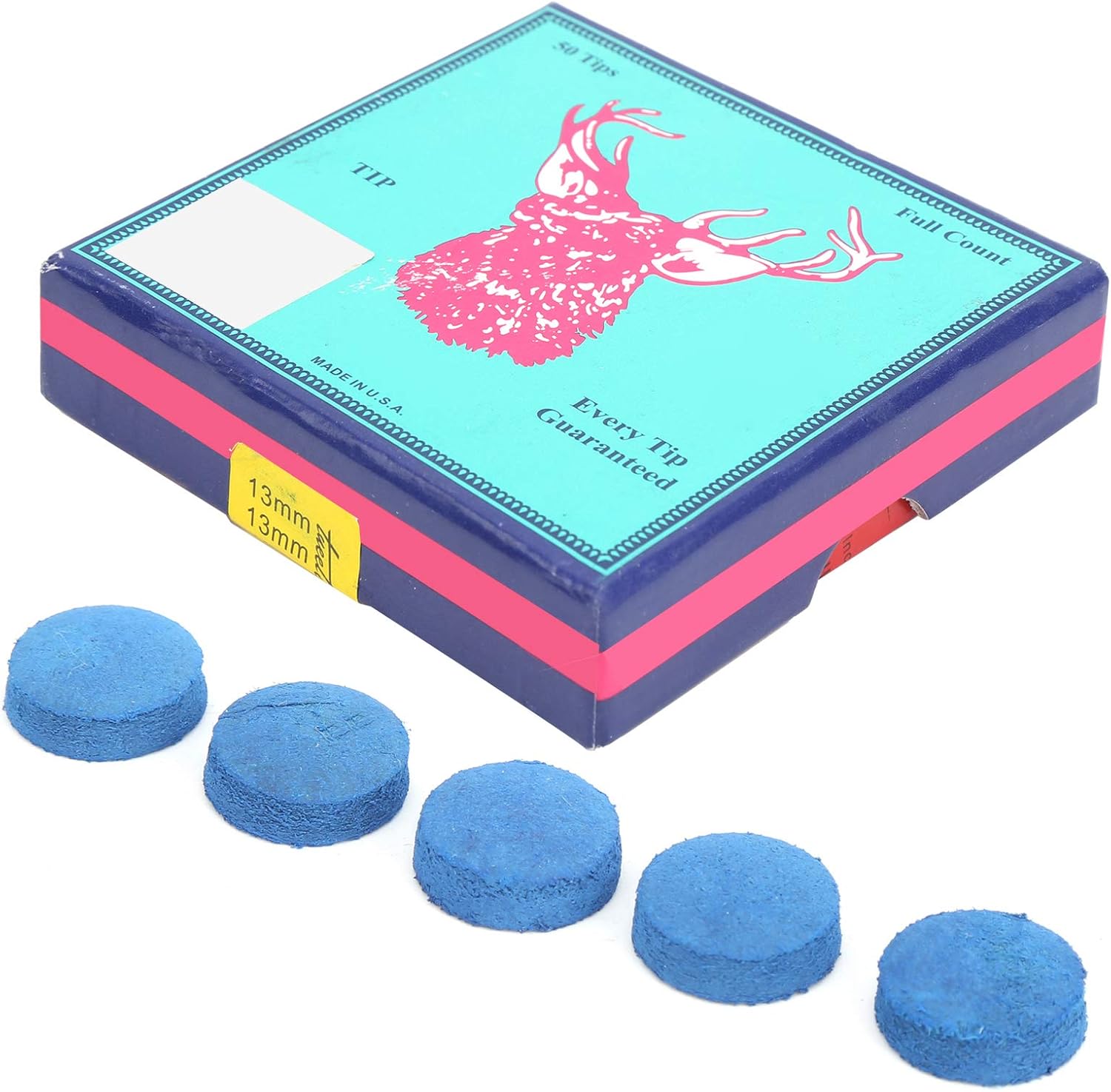 Dilwe Billiards Cue Pool Tip, 50PCS PU Leather Snooker Pool Cue Tip Billiards Accessory with Storage Box