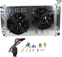 Vista 11 de 26mm AA5052 Kit de radiador de aluminio+cubierta de ventilador+relé de ventilador de termostato Compatible con 1984-2001 J-eep Cherokee XJ Comanche