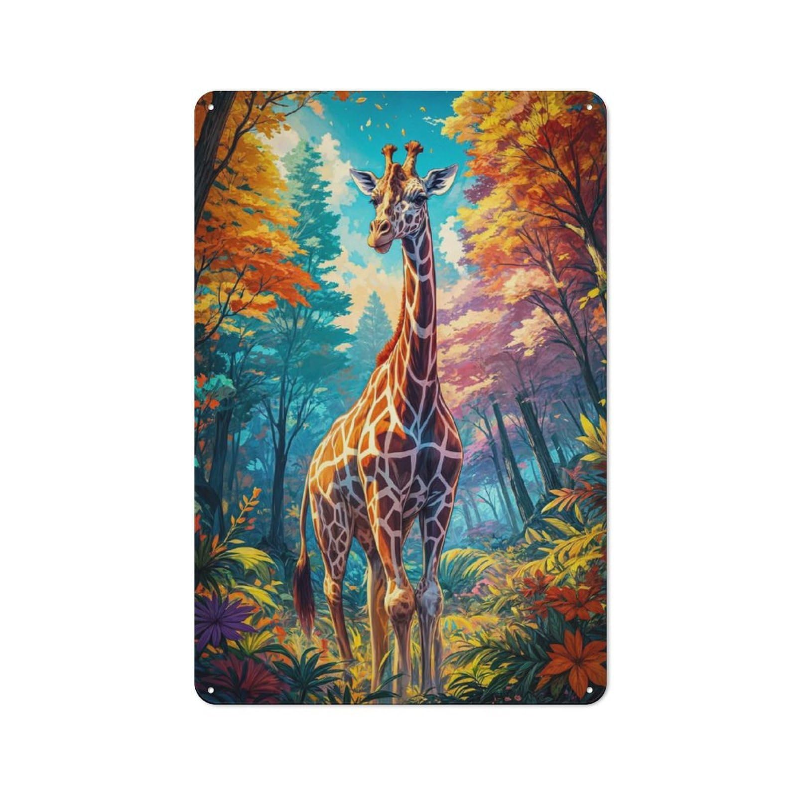 Junmoney Style-7 Giraffe In Nature Vintage Tin Sign 30X20cm, Vintage Diner Style Decor For Kitchen, Cafe, Pantry Or Dining Room