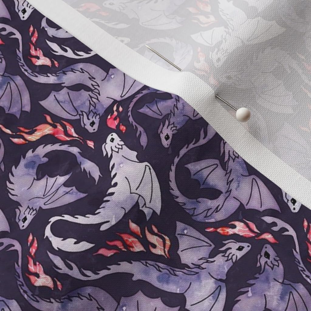 Spoonflower Fabric - Dragon Fire Dark Purple Super Small Plum Fantasy Scale Watercolor Printed on Petal Signature Cotton Fabric by The Yard - Sewing Quilting Apparel Crafts Decor
