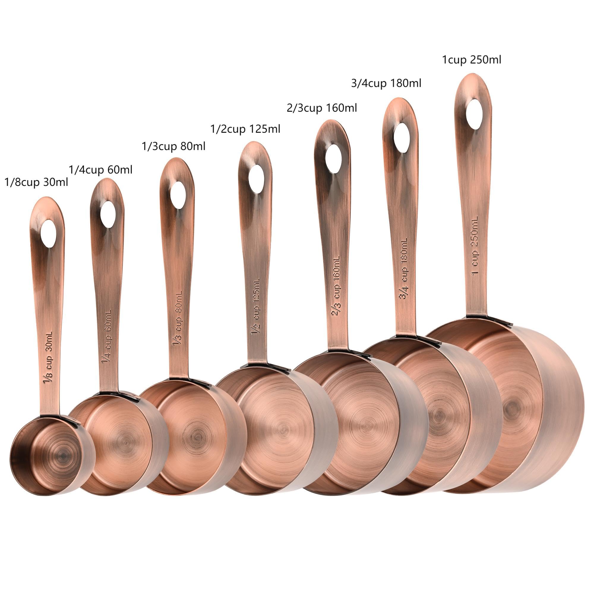 Kupfer-Messbecher und Löffel-Set, 17 Stück, Edelstahl mit Kupfer-Finish, Bronze, Messbecher und Löffel-Set, Messbecher und Löffel