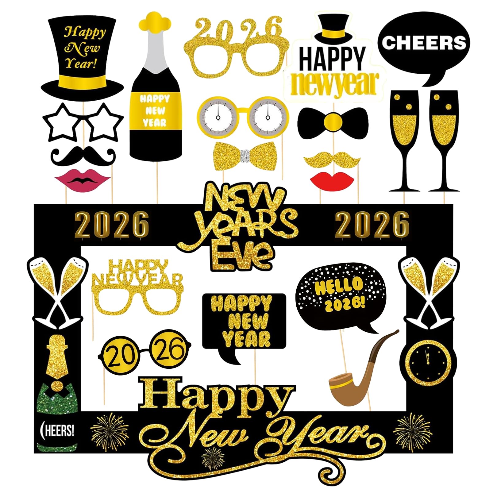 Cadre photo Nouvel An 2026 et ses 20 accessoires pour animer votre réveillon chic
