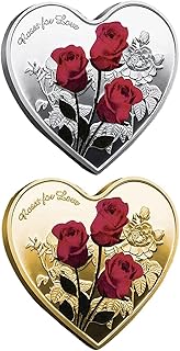 Rose Commemorative Coin | Heart-Shaped Collection Coin | Different Languages I Love You Commemorative Coins Collection | Coin Gift for Valentine's Day Men Women