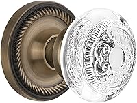 Vista 1 de Nostalgic Warehouse 750344 - Roseta de cuerda de paso con huevo de cristal y perilla de dardo, 2.375 pulgadas, latón antiguo