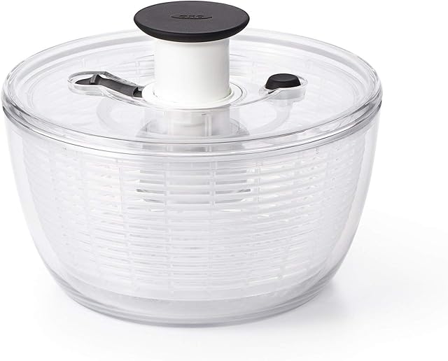 OXO Good Grips wirówka do sałaty z sitkiem i pokrywką, mała do mycia i suszenia sałat i ziół