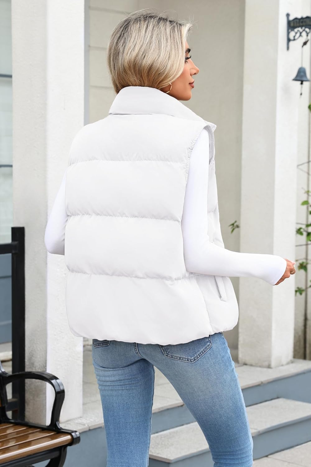 Zeagoo Women Puffer Vest Sleeveless Cropped Outerwear Warm Winter Lightweight Coat Stand Up Collar Down Jackets With Pockets - Image 5