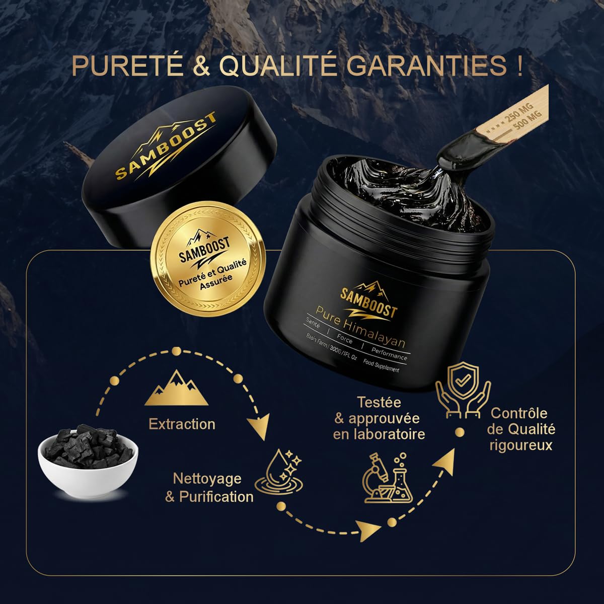 Shilajit Résine Pure 30g – Grade Premium Himalaya – Complément Alimentaire Naturel – Énergie, Vitalité & Immunité - 75% Acide Fulvique