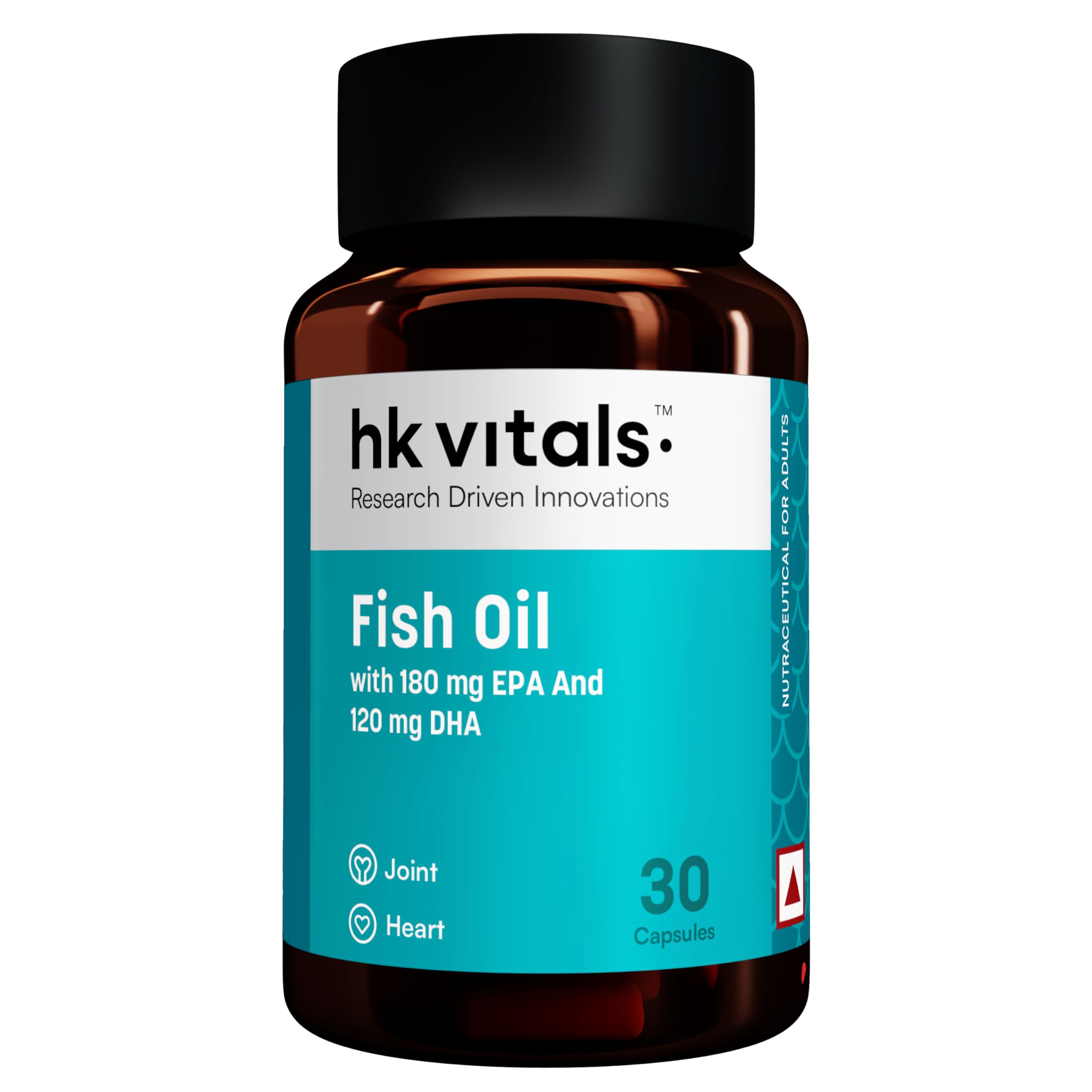 hk vitals Fish Oil (30 Capsules) | For Men And Women (1000mg Omega 3 with 180mg EPA & 120mg DHA) | For Brain, Heart, Eyes, & Joints Health