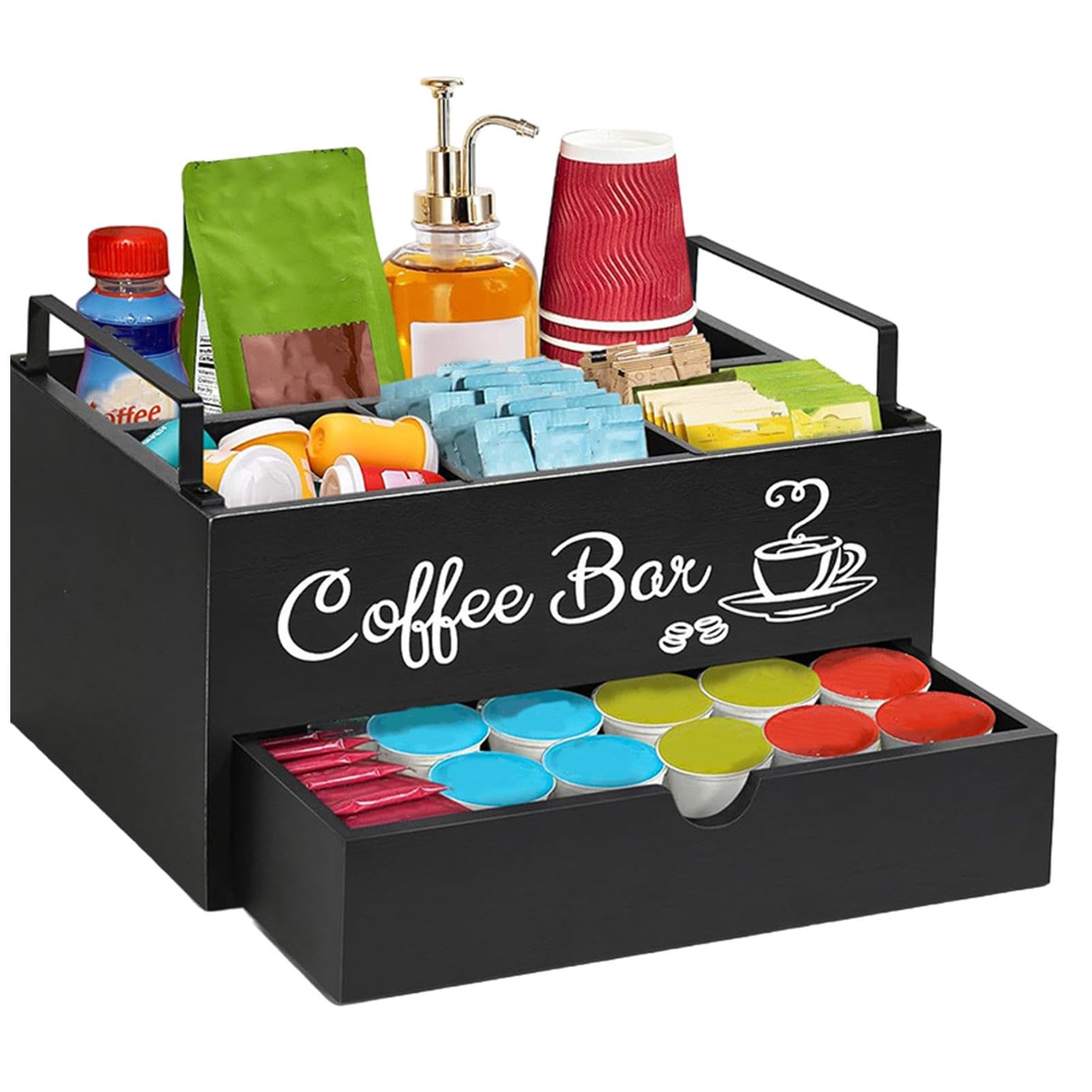 Kaffeestation Organizer – Kaffeekapselhalter, Kaffeekapsel-Aufbewahrungskorb | Kaffee-Gewürz- und Tee-Organisationsstation, zweischichtige Bauernhof-Aufbewahrungsbox, | Aufbewahrungskorb | Kaffee-Gewürz- und Tee-Organisationsstation, zweischichtige Bauern