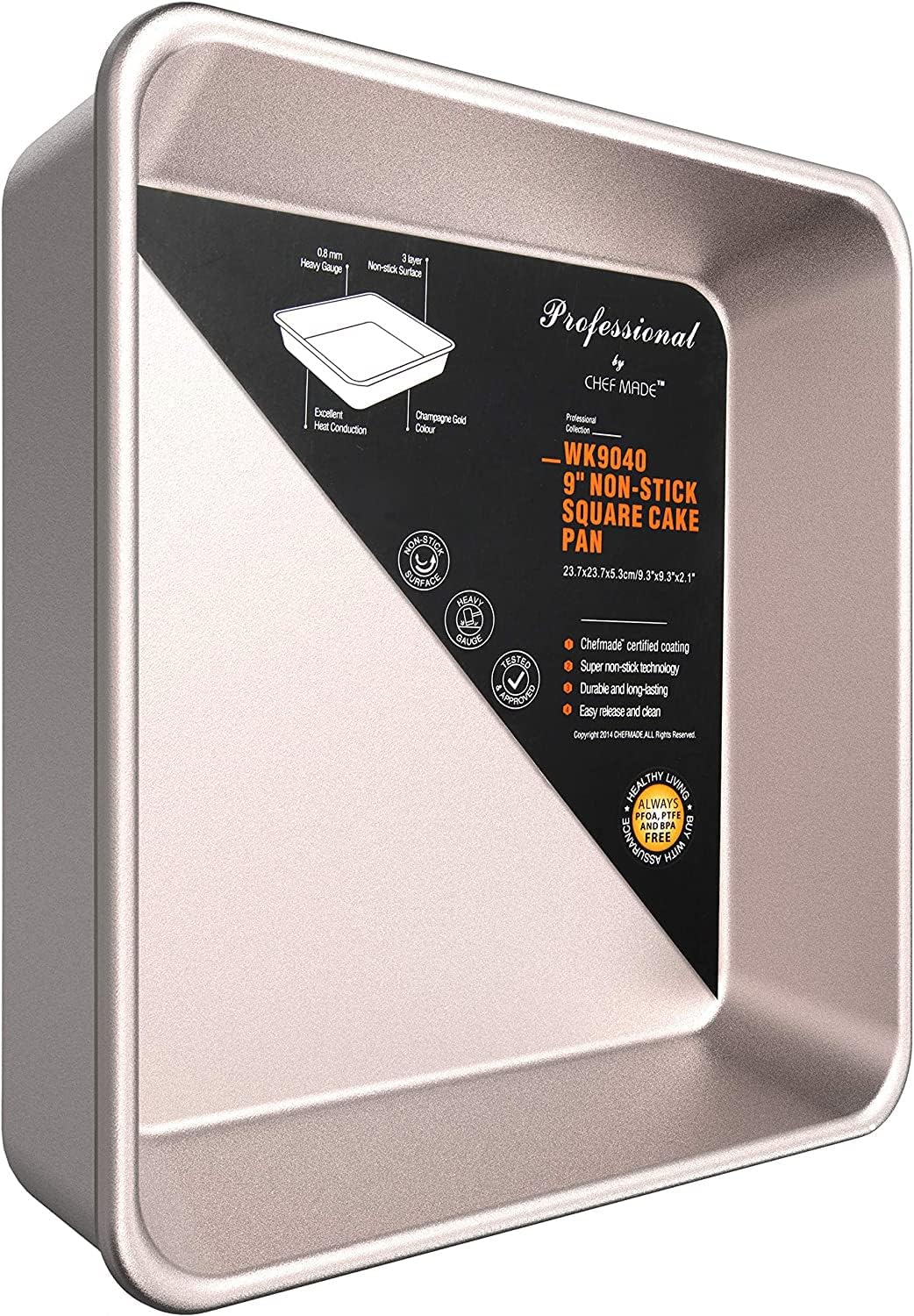 CHEFMADE Square Cake Pan, 9-Inch Bakeware Non-Stick Heavy Duty Carbon Steel Pan Deep Dish Oven Baking Mold Baking Tray Ovenware for Cakes, Bread, Pizza, Cookies - Image 8