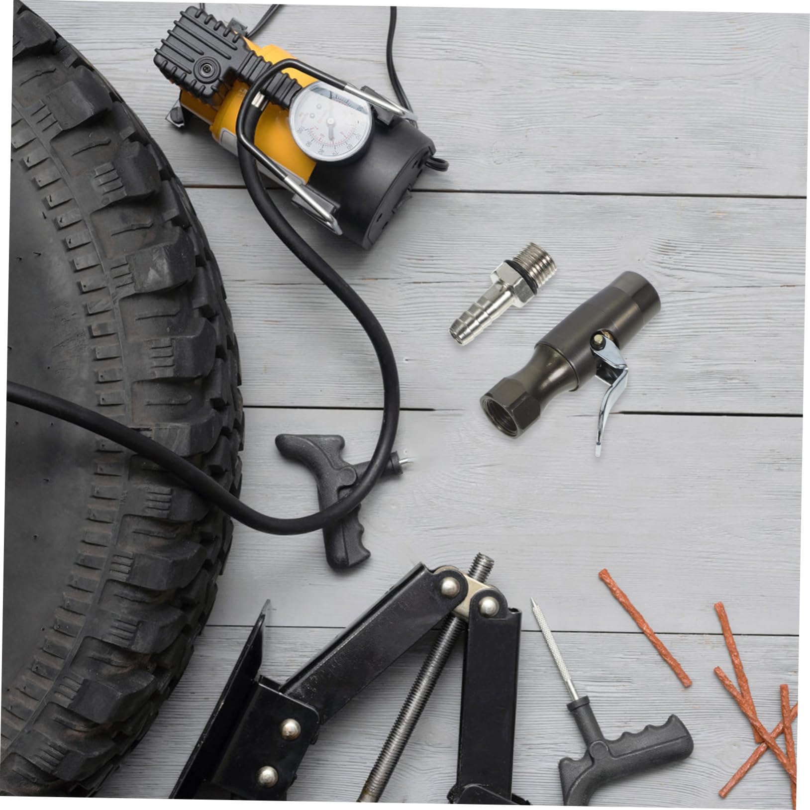 BELLIFFY 12.5mm Air Chuck Adapter for Tire Inflator Sturdy Copper Locking Chuck for Car Truck Motorcycle