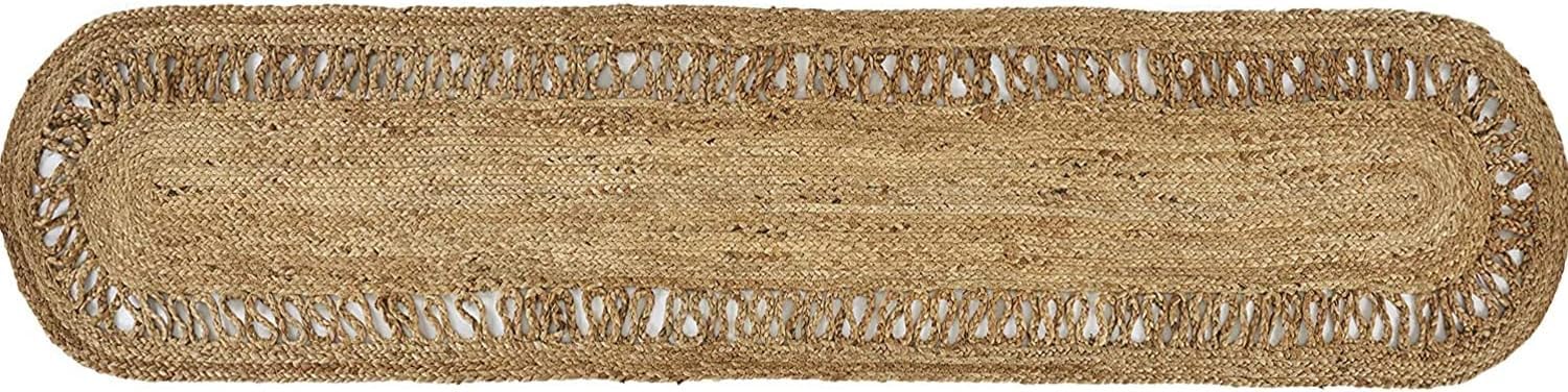 Camino de mesa alfombra de yute natural con diseño de yute – 14 x 108 pulgadas – Decoración de mesa de comedor india hecha a mano, cocina, mesa de café – Decoración bohemia estilo granja