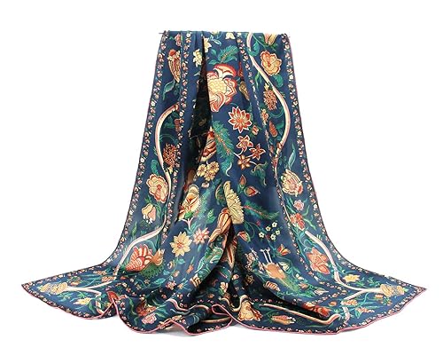 ANDANTINO 100% Silk Scarf 43" Large Square Lightweight Headscarf& Shawl–Women