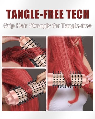 Miniatura 3 de Cepillo redondo calentado de 1.5 pulgadas, cepillo térmico de iones negativos para aspecto de soplado, alisado, rizado y volumen, calentamiento