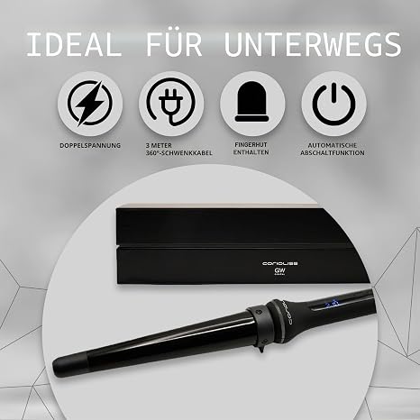 CORIOLISS Glamour Wand Curling Iron for Women Hair Curler for Long and Short Hair Professional Conical Ceramic Wand with Temperature Control