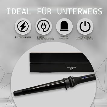CORIOLISS Glamour Wand Curling Iron for Women Hair Curler for Long and Short Hair Professional Conical Ceramic Wand with Temperature Control