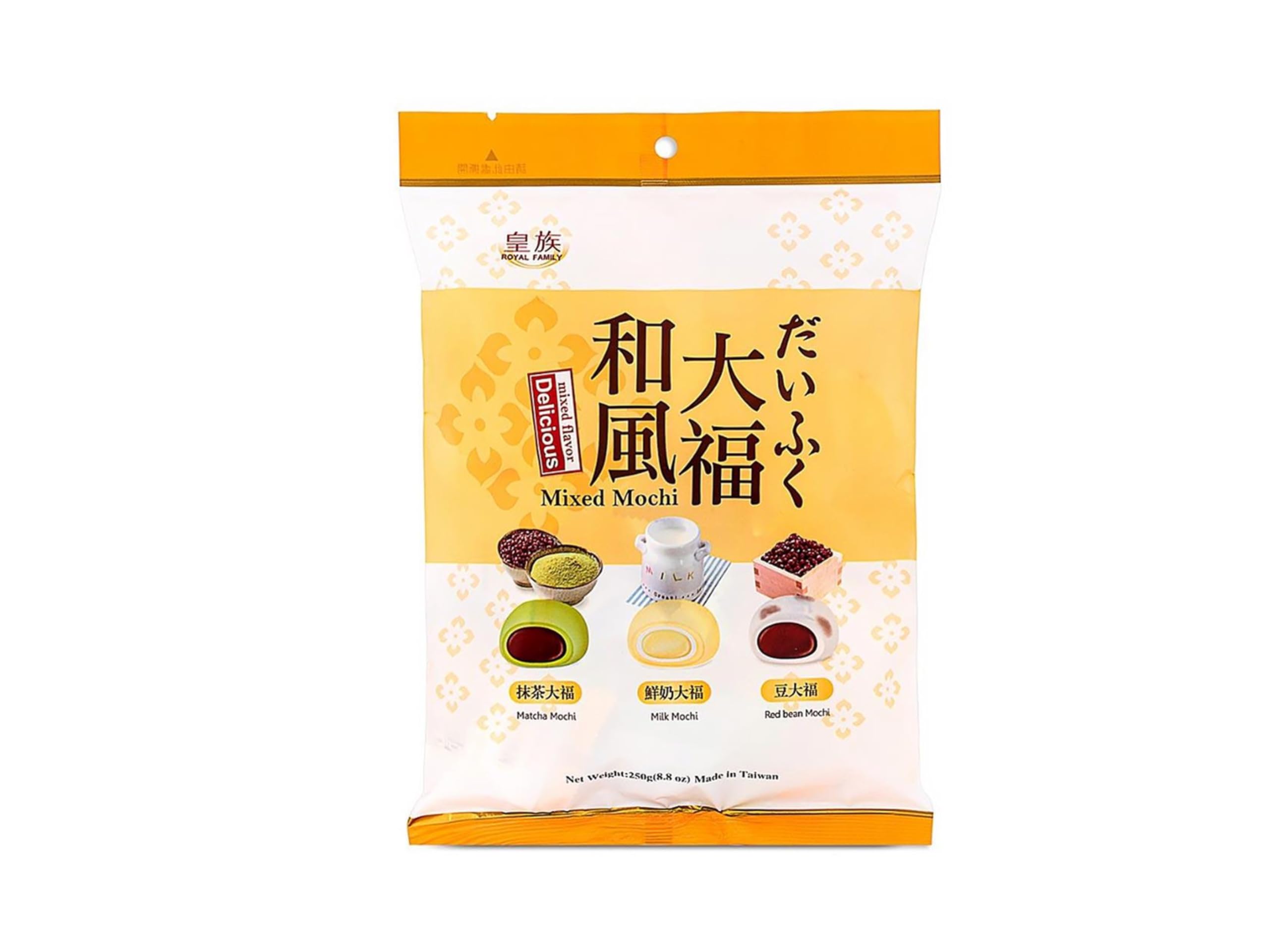 Delicious Délicieux Mini Mochi Mix – 3 variétés – Lait, matcha, haricot rouge – Plat sucré japonais – Gâteau de riz doux et collant – OG ASIA – 250 g